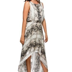 Haute Hippie Silk OpenBack Snake Print Hi-lowDress